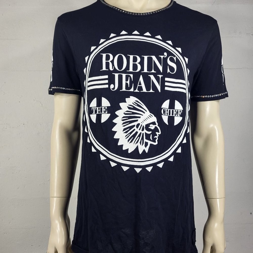 Robin's Jean black white glitter jewel studded short sleeve t-shirt mens XL